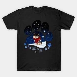 Snow Paw Pomeranian Christmas Winter Holiday T-Shirt